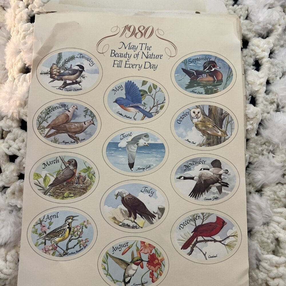 Vintage Avon Calendar 1980 Flowers Birds New Factory Sealed